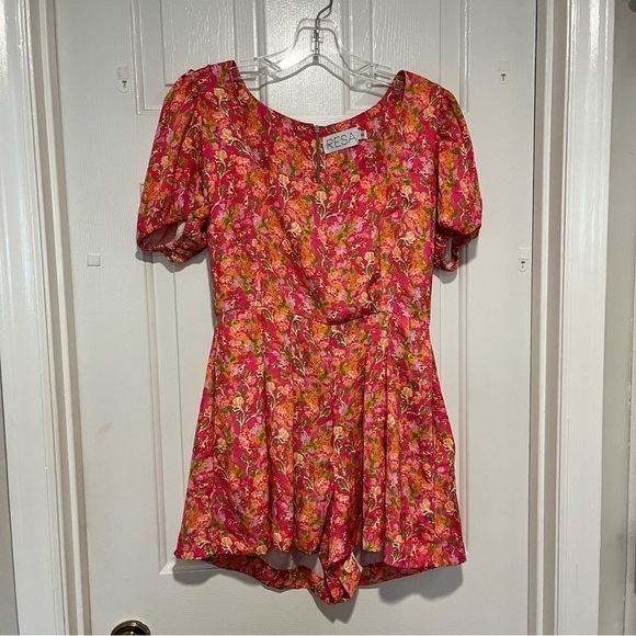 RESA Penelope Romper Pink Ditsy Floral Puffed Sleeves Small F2 - Picture 2 of 7